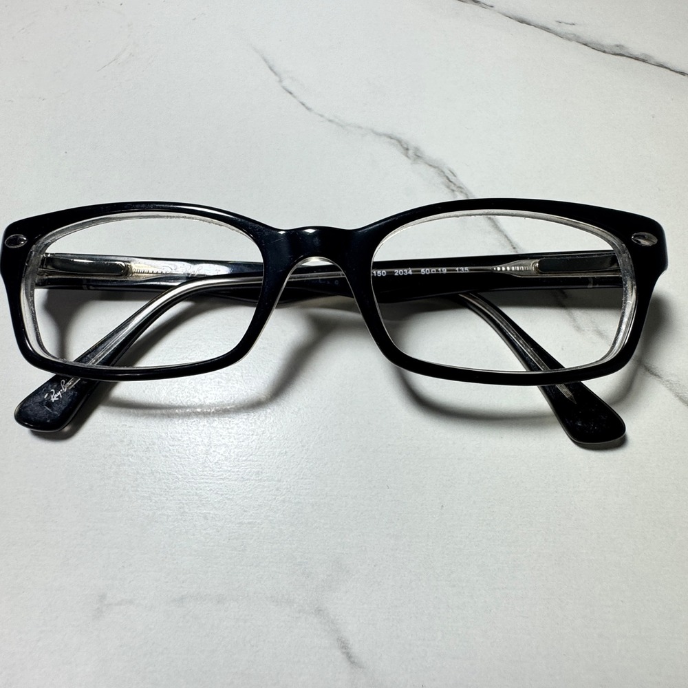 Ray-Ban RB 5150 2034 Black Clear Rectangular Eyeglasses Frames 50-19-135